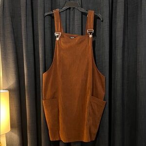 SHEIN Brown Corduroy Pinafore Dress